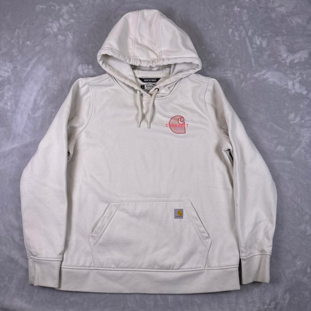 Carhartt Rain Defender Relaxed Fit Hoodie Kids Girl L 12-14 Cream TS6172-W